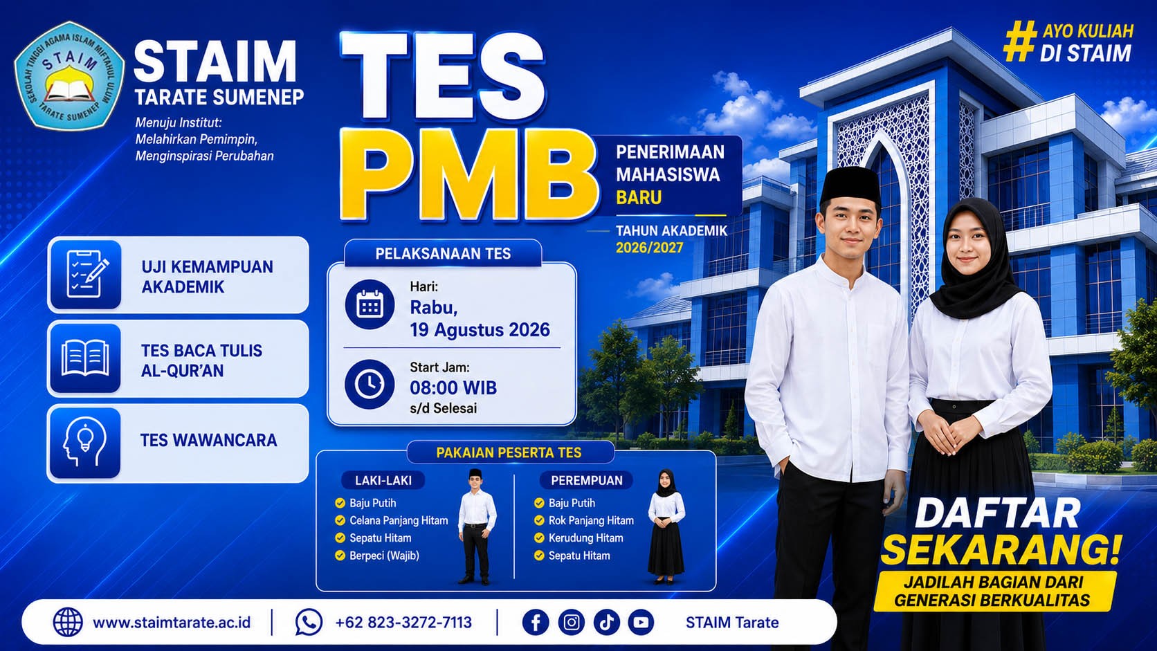 PELAKSANAAN TES PMB TAHUN AKADEMIK 2026/2027 STAIM TARATE SUMENEP